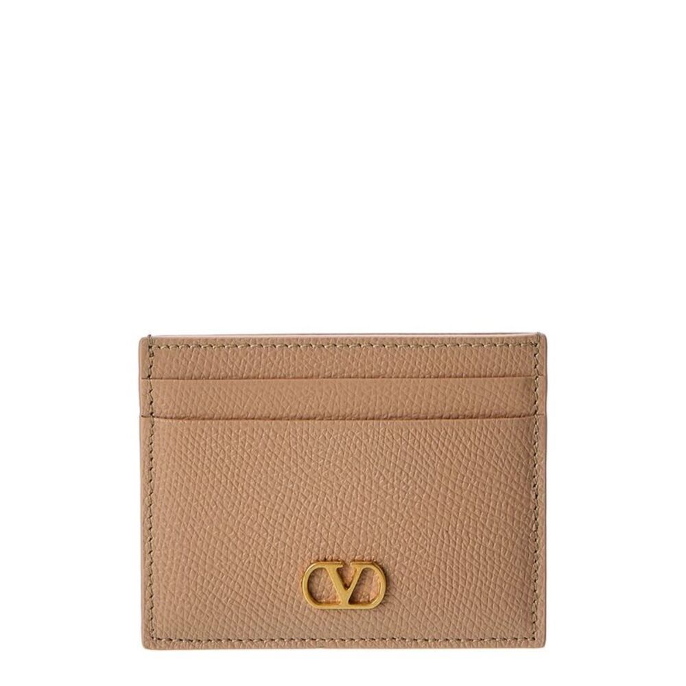 Valentino Vlogo Signature Leather Card Holder, Pink